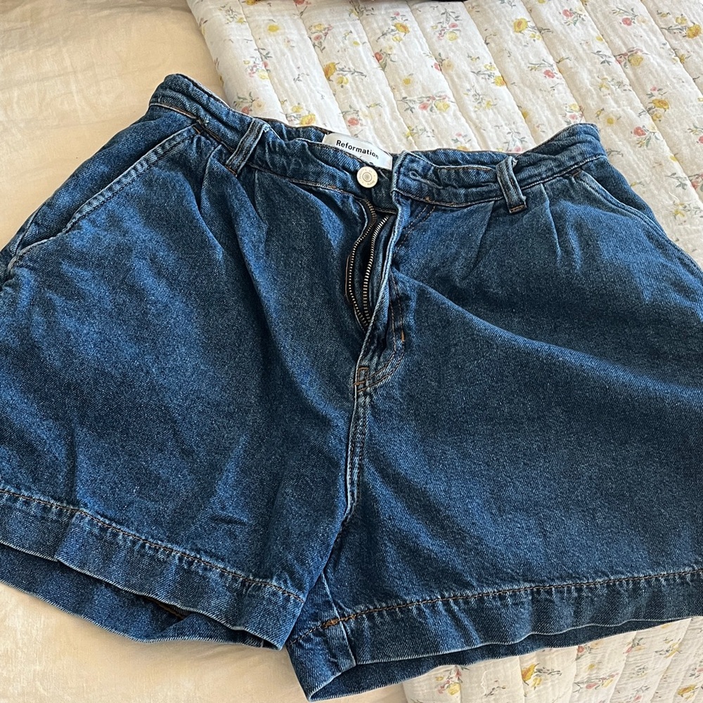 Reformation high waisted denim shorts